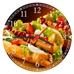 Ficha técnica e caractérísticas do produto Relógio de Parede Cachorro Quente Hot Dog Restaurantes Decorações - Vital Quadros