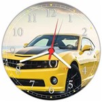 Ficha técnica e caractérísticas do produto Relógio de Parede Carro Camaro Amarelo Decorar