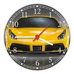 Relógio de Parede Carros Ferrari Amarela Decoração Quartz - Vital Quadros