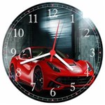 Relógio de Parede Carros Ferrari Vermelha Decorar