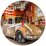 Ficha técnica e caractérísticas do produto Relógio De Parede Carros Vintage Fusca Retrô Garagem