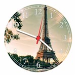 Ficha técnica e caractérísticas do produto Relógio de Parede Cidade Paris Torre Eiffel Decoração Quartz - Vital Quadros