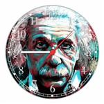 Relógio de Parede Ciências Abstrato Albert Einstein Decorações - Vital Quadros
