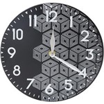 Ficha técnica e caractérísticas do produto Relógio de Parede 22cm MDF Cazza Geométrica Preto