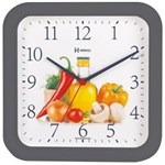 Ficha técnica e caractérísticas do produto Relógio de Parede 23 Cm Quadrado Preto Cozinha Herweg