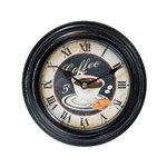 Ficha técnica e caractérísticas do produto Relógio de Parede Coffe em Metal e Vidro - 23x23 Cm
