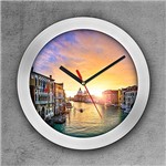 Ficha técnica e caractérísticas do produto Relógio de Parede Colorido, Decorativo, Criativo e Descolado | Paisagem em Veneza na Itália