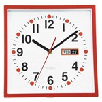 Ficha técnica e caractérísticas do produto Relógio de Parede com Calendário Borda Vermelha 24cmx5cmx24cm