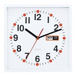 Ficha técnica e caractérísticas do produto Relógio de Parede com Calendário Branco 24cmx5cmx24cm