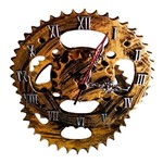 Ficha técnica e caractérísticas do produto Relógio de Parede com Engrenagem Pinhão Coroa de Moto Decor - Dourado Gold - Retrofenna Decor
