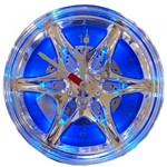 Ficha técnica e caractérísticas do produto Relógio de Parede com Iluminação Roda de Carro Azul - Versare Anos Dourados