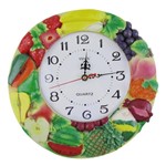 Relógio de Parede com Motivo de Frutas Tropicais em Relevo - 30 Centímetros - Yin'S