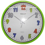Ficha técnica e caractérísticas do produto Relogio de Parede com Numeros Coloridos para Decoraçao Verde (YI5494) - Yins