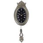 Ficha técnica e caractérísticas do produto Relógio de Parede com Pêndulo Oval Oldway - em Metal - 43x15 Cm