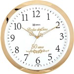 Ficha técnica e caractérísticas do produto Relógio de Parede Comemorativo Bodas de Ouro 50 Anos Casamento Herweg Dourado