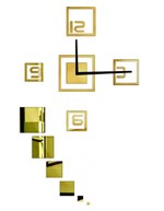 Ficha técnica e caractérísticas do produto Relógio de Parede Concept - Modelo Quadrado Acrílico Espelhado Dourado - me Criative