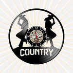 Ficha técnica e caractérísticas do produto Relógio de Parede Country Vinil LP Decoração Retrô Vintage