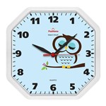 Ficha técnica e caractérísticas do produto Relógio de Parede Cozinha Oitavado Coruja Branco - Plashome