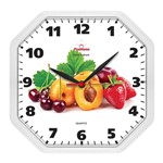 Ficha técnica e caractérísticas do produto Relógio de Parede Cozinha Oitavado Fruta Branco - Plashome