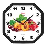 Ficha técnica e caractérísticas do produto Relógio de Parede Cozinha Oitavado Fruta Preto - Plashome