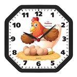 Ficha técnica e caractérísticas do produto Relógio de Parede Cozinha Oitavado Galinha Preto - Plashome