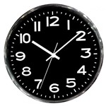 Ficha técnica e caractérísticas do produto Relógio de Parede Cromado Preto 30 Cm - Btc