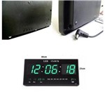 Ficha técnica e caractérísticas do produto Relógio de Parede de Led Verde Digital Som Temperatura