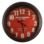 Relógio de Parede de Madeira Natural Vermelho Ø70cm