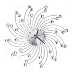 Ficha técnica e caractérísticas do produto Relógio de parede de metal decorativo moda Diamante Quartz Relógio Interior Silenciosa