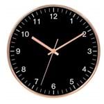 Ficha técnica e caractérísticas do produto Relógio de Parede de Plástico Cobre Preto 30 Cm - 27582