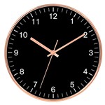 Ficha técnica e caractérísticas do produto Relógio de Parede de Plástico Cobre Preto 25 Cm - 27581