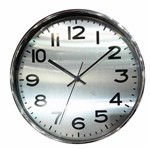 Ficha técnica e caractérísticas do produto Relógio de Parede de Plastico Cromado Ø25cm