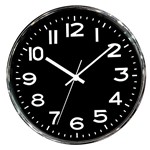Ficha técnica e caractérísticas do produto Relógio de Parede de Plástico Cromado Preto 30 Cm - 27578