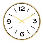 Ficha técnica e caractérísticas do produto Relógio de Parede de Plastico Dourado Ø25cm