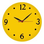 Ficha técnica e caractérísticas do produto Relógio de Parede Decoração Redondo Amarelo não Faz Barulho - Plashome