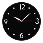 Ficha técnica e caractérísticas do produto Relógio de Parede Decoração Redondo Preto não Faz Barulho - Plashome
