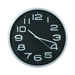 Ficha técnica e caractérísticas do produto Relógio de Parede Decoração Redondo Preto Sala Escritório