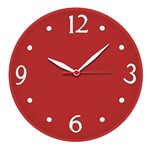 Ficha técnica e caractérísticas do produto Relógio de Parede Decoração Redondo Vermelho não Faz Barulho - Plashome