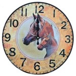 Ficha técnica e caractérísticas do produto Relógio de Parede Decorativo 34 Cm Retrô Vintage Cavalo