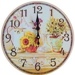 Ficha técnica e caractérísticas do produto Relógio de Parede Decorativo 34 Cm Retrô Vintage Flores