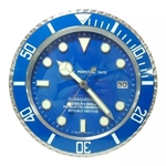 Ficha técnica e caractérísticas do produto Relógio De Parede Decorativo Calendário Aço Inox Submariner - Azul