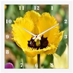 Ficha técnica e caractérísticas do produto Relógio de Parede Decorativo Flor Tulipa Amarela Flor de Primavera 30x30cm