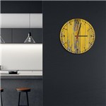 Ficha técnica e caractérísticas do produto Relógio de Parede Decorativo Madeira Amarelo Pátina - Prego e Martelo