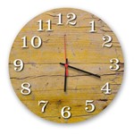 Ficha técnica e caractérísticas do produto Relógio de Parede Decorativo Madeira Pátina Amarelo 35cm - Prego e Martelo
