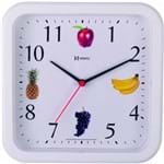 Ficha técnica e caractérísticas do produto Relógio de Parede Decorativo para Cozinha Frutas Herweg 660049-021 Quadrado Branco