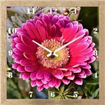 Relógio de Parede Decorativo Personalizado Flor Margarida Rosa 30x30cm