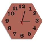 Ficha técnica e caractérísticas do produto Relógio de Parede Decorativo Premium Hexagonal Cobre Metálico com Números em Relevo Médio