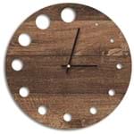 Ficha técnica e caractérísticas do produto Relógio de Parede Decorativo Premium Madeira Ripada com Detalhes Vazado Médio