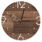 Relógio de Parede Decorativo Premium Madeira Ripada com Números Vazados - Prego e Martelo