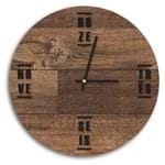 Relógio de Parede Decorativo Premium Madeira Ripada com Palavras em Relevo Preto Ônix Médio